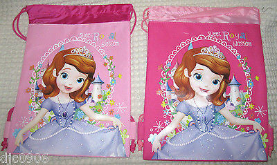 2 LITTLE PRINCESS PINK DRAWSTRING BAG BACKPACKS TRAVEL STRING POUCHES-NEW!!