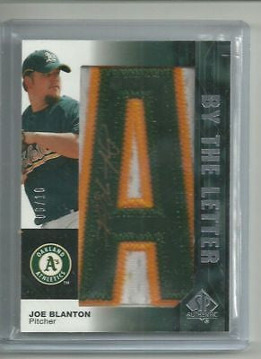 JOE BLANTON 2008 SP BY LETTER AUTO PATCH "A" #ed 06/10-OAKLAND A'S PITCHER
