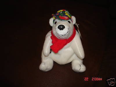 COCA-COLA POLAR BEAR COKE CAP & RED SCARF W/COKE IN PAW