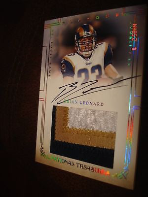 BRIAN LEONARD  NATIONAL TREASURES AUTO 3-CLR PATCH #/99-ST. LOUIS RAMS/BUCANEERS