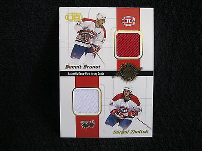 BRUNET/ZHOLTOK/ZUBRUS/DAHLEN 01/02 HEADS UP 4-COLOR QUAD JERSEY PATCH CARD