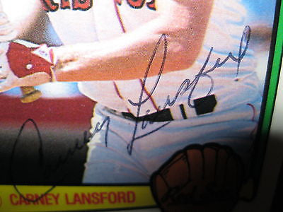 CARNEY LANSFORD AUTOGRAPHED 1983 DONRUSS BASEBALL TRADING CARD COA-RED SOX 3B