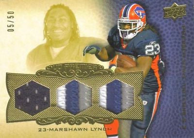 Marshawn Lynch 2007 SP ROOKIE THREADS #ED/225 2 CLR JERSEYS CARD-Seahawks/Bills