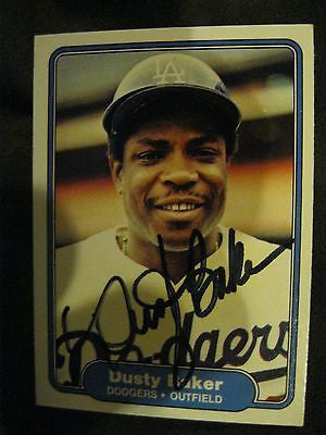 DUSTY BAKER AUTOGRAPHED 1982 FLEER BASEBALL TRADING CARD WITH COA-LA DODGERS OF