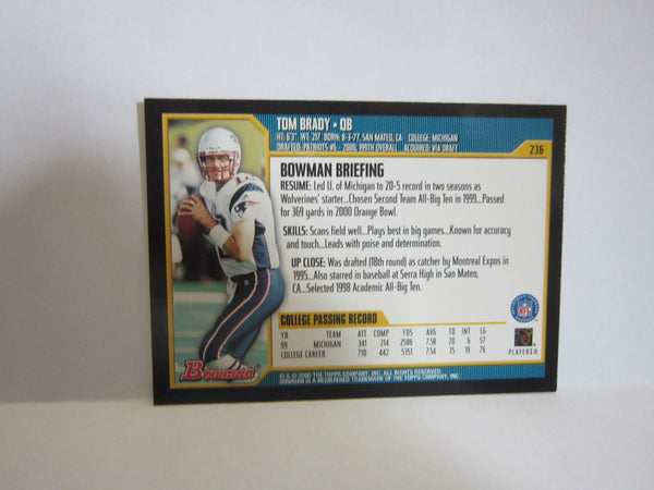 TOM BRADY RC 2000 BOWMAN ROOKIE CARD#236-PATRIOTS QB RC GOAT HOF
