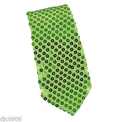 Unisex Neon Lime Green 56" Long x 3" Wide Sequin Neck Tie-Brand New in Factory Sleeve!