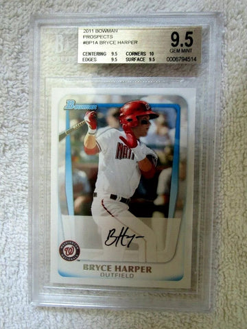 BRYCE HARPER RC 2011 BOWMAN PROSPECTS ROOKIE GEM MINT BGS 9.5!NATIONAL/PHILLIES