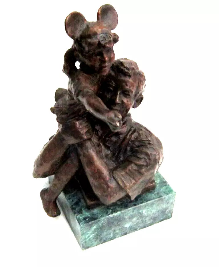 7" "High On A Hill" by Dennis Smith Solid Bronze Sculpture Marble Base Disney