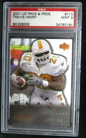 Travis Henry RC 2001 Upper Deck Pros&Prospects#500/1000 Rookie PSA9!Bills RB RC