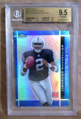 JaMarcus Russell 2007 Finest Blue Refractor#082/299 Rookie BGS9.5!SU/Raiders RC
