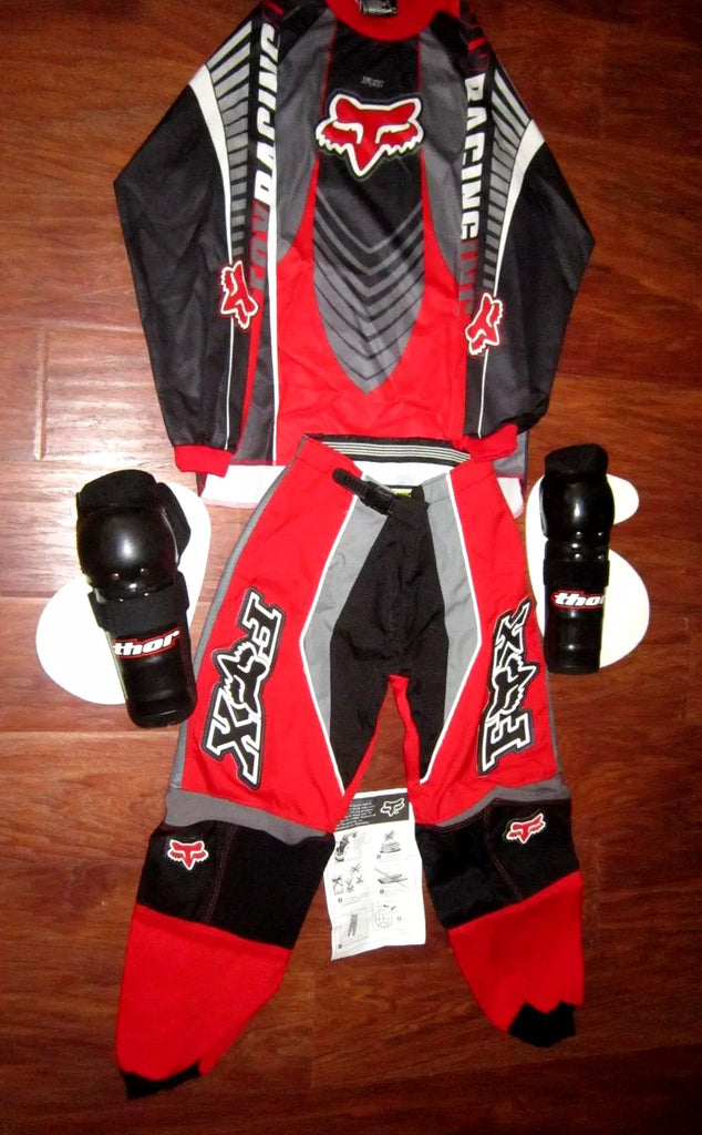 Fox Racing Red/Black Fox 180 Jersey,Pants,Shin Pads,and Hip Pads Outfit Size 26
