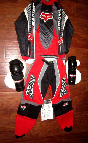 Fox Racing Red/Black Fox 180 Jersey,Pants,Shin Pads,and Hip Pads Outfit Size 26