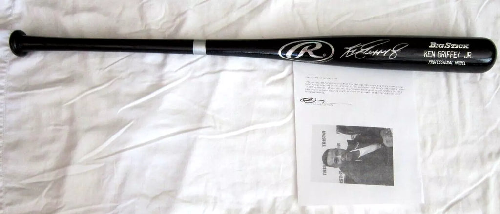 Ken Griffey, Jr. Silver Autograph Rawlings Big Stick Black Bat Pro Model B&J COA