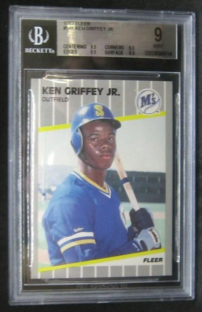 KEN GRIFFEY JR. 1989 FLEER BATTING POSE ROOKIE CARD#548 BGS9!MARINERS OF RC HOF