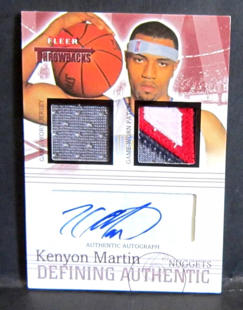 Kenyon Martin 2004-05 Fleer Throwbacks 4Clr GU Dual-Patch Auto#2/6!Nets F Star--A