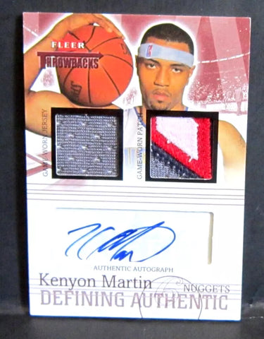 Kenyon Martin 2004-05 Fleer Throwbacks 4Clr GU Dual-Patch Auto#2/6!Nets F Star--A