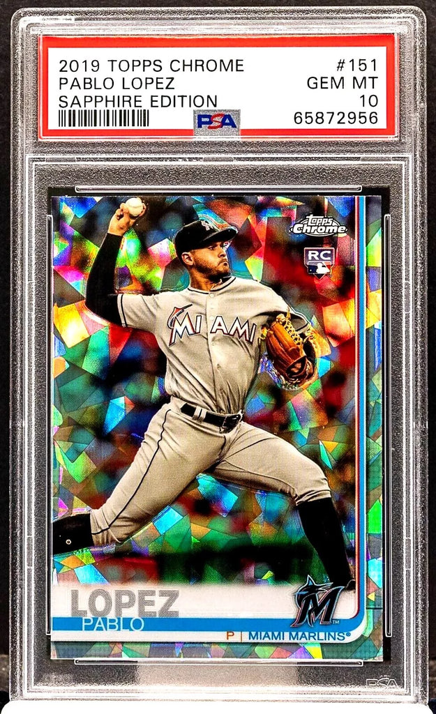 Pablo Lopez RC 2019 Topps Chrome Sapphire REFRACTOR Rookie PSA10!Marlins P RC--A