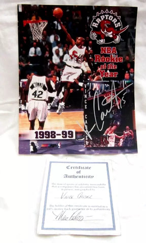 Vince Carter 8x10 Rookie Autographed Photograph on 1998 NBA approved Photo COA--A