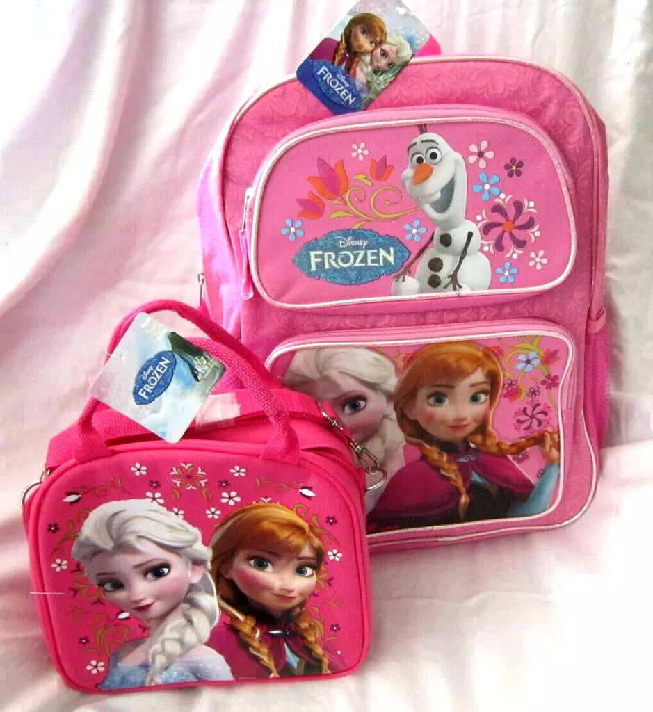 FROZEN ELSA,ANNA,&OLAF PINK 16" BACKPACK AND FROZEN PINK LUNCHBOX LUNCH BAG-NEW!A