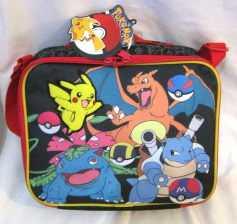 Nintendo Pokemon Characters 9.5" Red Insulated Lunch Bag Lunchbox-Brand New!A