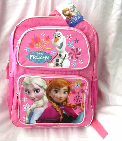 FROZEN ELSA,ANNA,&OLAF PINK 16" BACKPACK WITH TWO MAIN COMPARTMENTS BAG-NEW!A