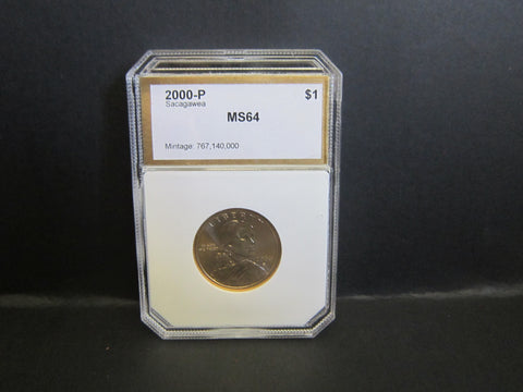 2000 P Sacagawea Wounded Eagle $1 Coin MS64 by PCI 226672 025--A