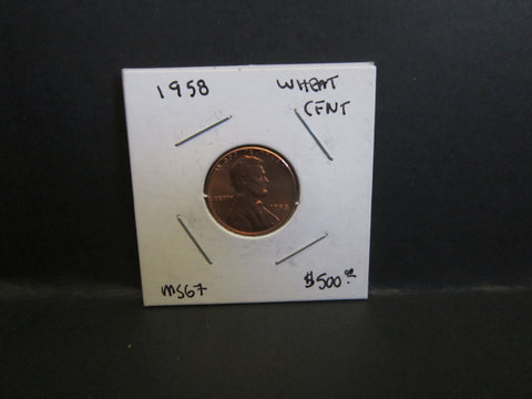 1958 wheat penny no mint mark L In LIBERTY Error On Outer Rim Unofficial but given a MS67 possible grade. Rare-v2