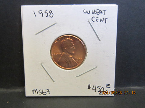 1958 wheat penny no mint mark L In LIBERTY Error On Outer Rim Unofficial but given a MS67 possible grade. Rare-v3