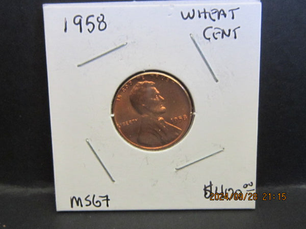 1958 wheat penny no mint mark L In LIBERTY Error On Outer Rim Unofficial but given a MS67 possible grade. Rare-v4