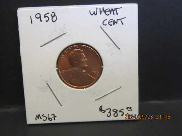 1958 wheat penny no mint mark L In LIBERTY Error On Outer Rim Unofficial but given a MS67 possible grade. Rare-v4