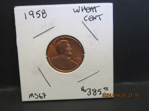 1958 wheat penny no mint mark L In LIBERTY Error On Outer Rim Unofficial but given a MS67 possible grade. Rare-v4