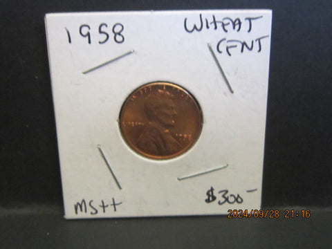 1958 wheat penny no mint mark L In LIBERTY Error On Outer Rim Unofficial but given a MS66 or better possible grade. Rare-v2