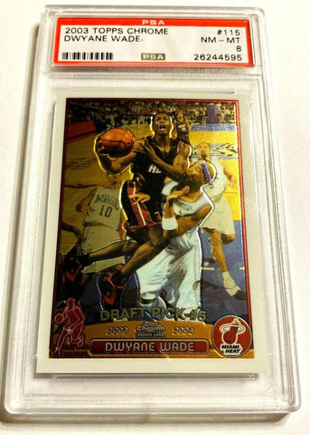 Dwyane Wade RC 2003-2004 Topps Chrome Rookie Card#115 PSA8!Heat G RC GOAT HOF-v2