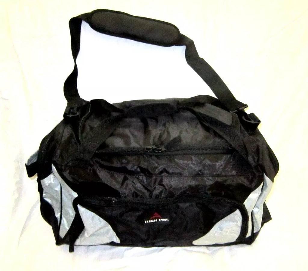 20" L Cascade Sport Black Gray Highlights Duffel Bag 2 main compartments-New!