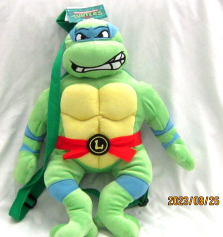 17" TMNT Leonardo Blue Mask Plush Backpack with small zip compartment-Brand New!