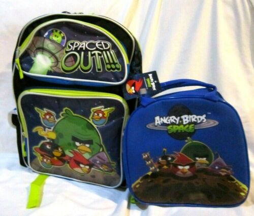 Angry Birds 16" Spaced Out Backpack & 9.5" Angry Birds Blue Space Lunch Bag-New!