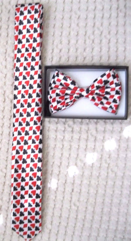 Poker Player Cards Adjustable Bow Tie&Poker 4 of a kind 4 Aces Neck Tie-New!v2