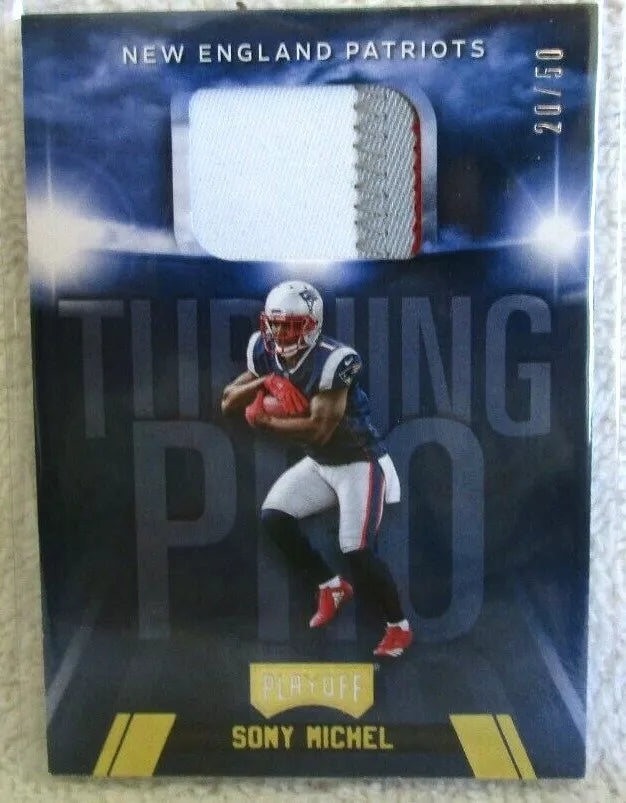 Sony Michel RC 2018 Playoff Thinking Pro 3Clr Patch#20/50!Patriots RB RC/Rams RB