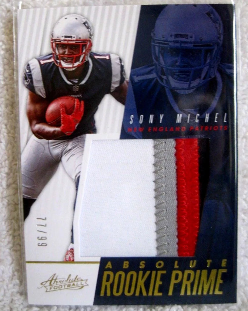 Sony Michel RC 2018 Absolute Rookie Prime 4-Color Patch#77/99!Patriots RB RC