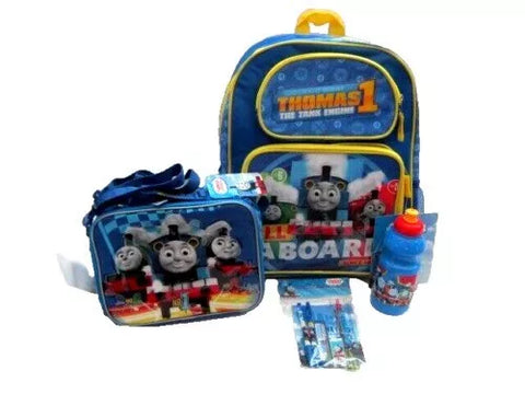 Thomas the Train 16" Backpack,Insulated lunchbag,Pencil Case&6Pc Stationary Set