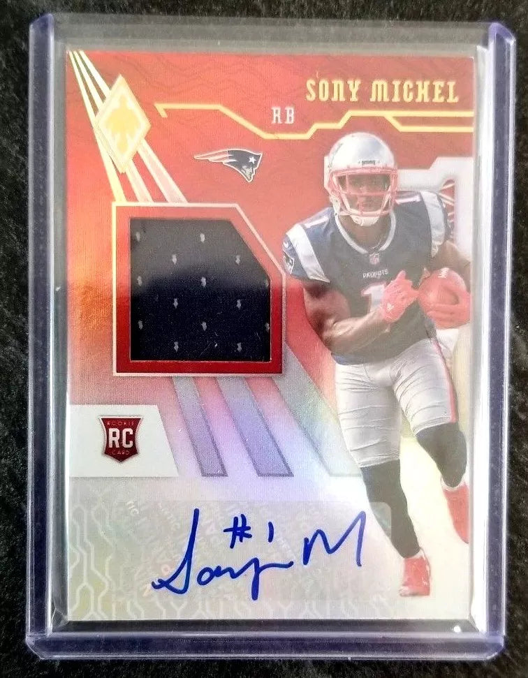 Sony Michel RC 2018 Panini Phoenix Patch Autograph card#19/299!Patriots RB RC
