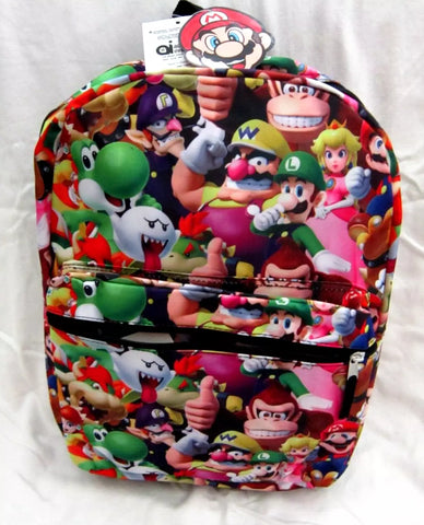 New Style 16" Super Mario Bros 3D Allover Characters Print Large Backpack-New!v2