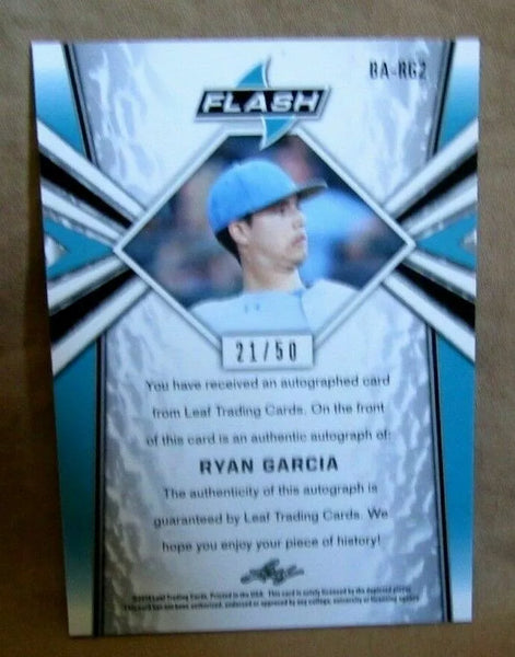 RYAN GARCIA RC 2019 LEAF FLASH SPARKLE BLACK REFRACTOR ROOKIE AUTO#21/50!RANGERS