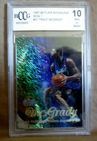 TRACY McGRADY RC 1997-98 FLAIR SHOWCASE ROW1 SEAT#21 ROOKIE BCCG10!RAPTORS G HOF