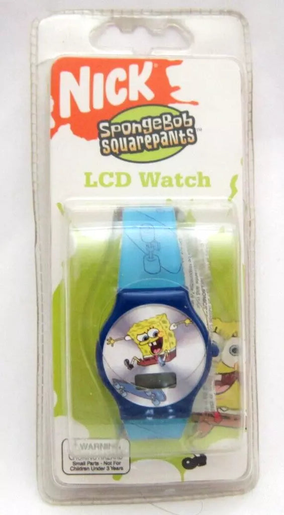 Spongebob Blue 9" LCD Digital Display Riding Skateboard Rubber Band Watch-New!