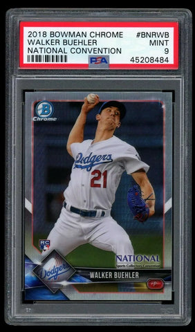 Walker Buehler RC 2018 Bowman Chrome National Convention Rookie PSA9!Dodgers RC