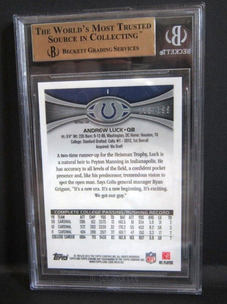 Andrew Luck 2012 Topps Chrome Blue Refractor#103/199 ROOKIE BGS9.5!Colts QB RC