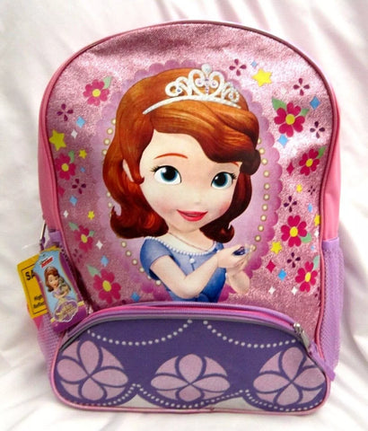 SOFIA THE FIRST LITTLE PRINCESS 16" BACKPACK WITH 2 MAIN COMPARTMENTS-NEW!V3