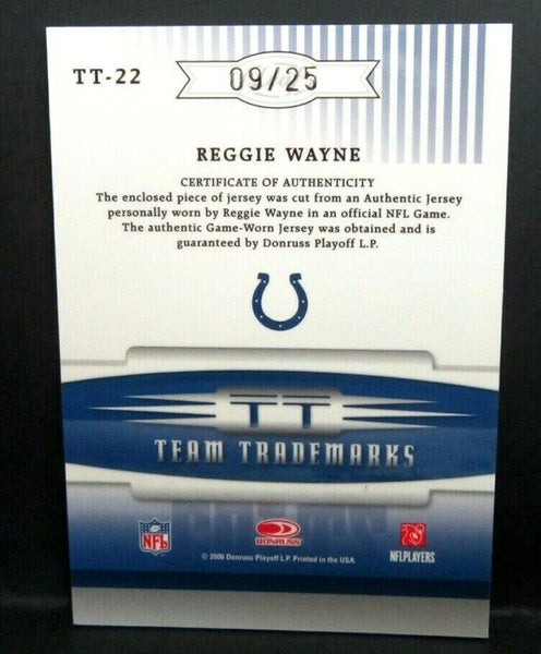 Reggie Wayne 2006 leaf Limited team trademarks patch auto#09/25!Colts WR GOAT