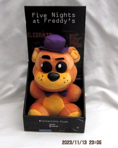 Unisex Five Nights at Freddy's FNAF 10" Fazbear with Purple Hat Plush in FNAF Box-New